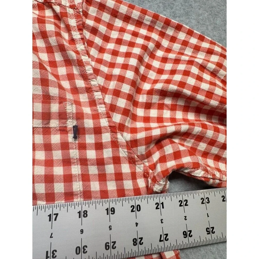 The North Face Shirt Mens L Orange White Gingham Long Sleeve Button Down Casual